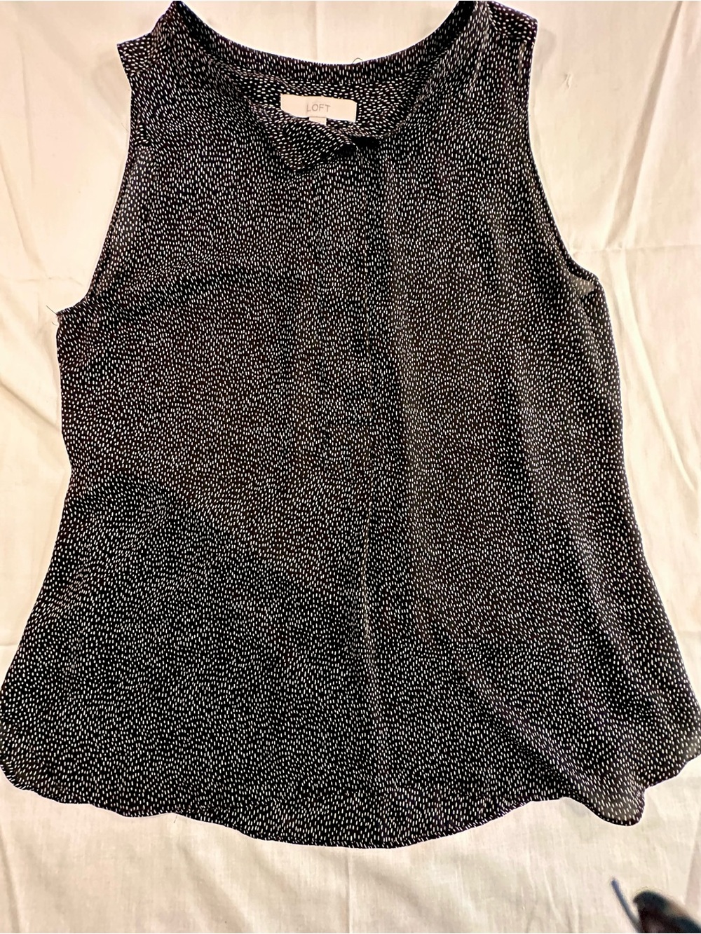 LOFT Black White Dotted Sleeveless Blouse boho office casual Y2K